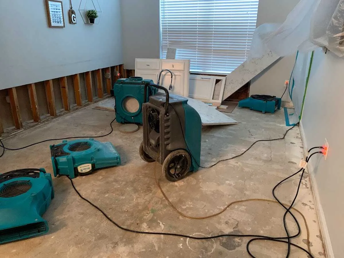 Dehumidifier in flood-cut room for Water Damage Restoration in East Cocalico